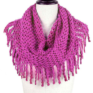 Fuchsia Mini Tube Fringe Scarf, This comfortable scarf features a mini tube look available in a variety of bold colors. Full and versatile, this cute scarf is the perfect and cozy accessory to keep you warm and stylish. on trend & fabulous, a luxe addition to any cold-weather ensemble. You will always look chic and elegant wearing this feminine pieces. Great for everyday use in the chilly winter to ward against coldness. Awesome winter gift accessory!