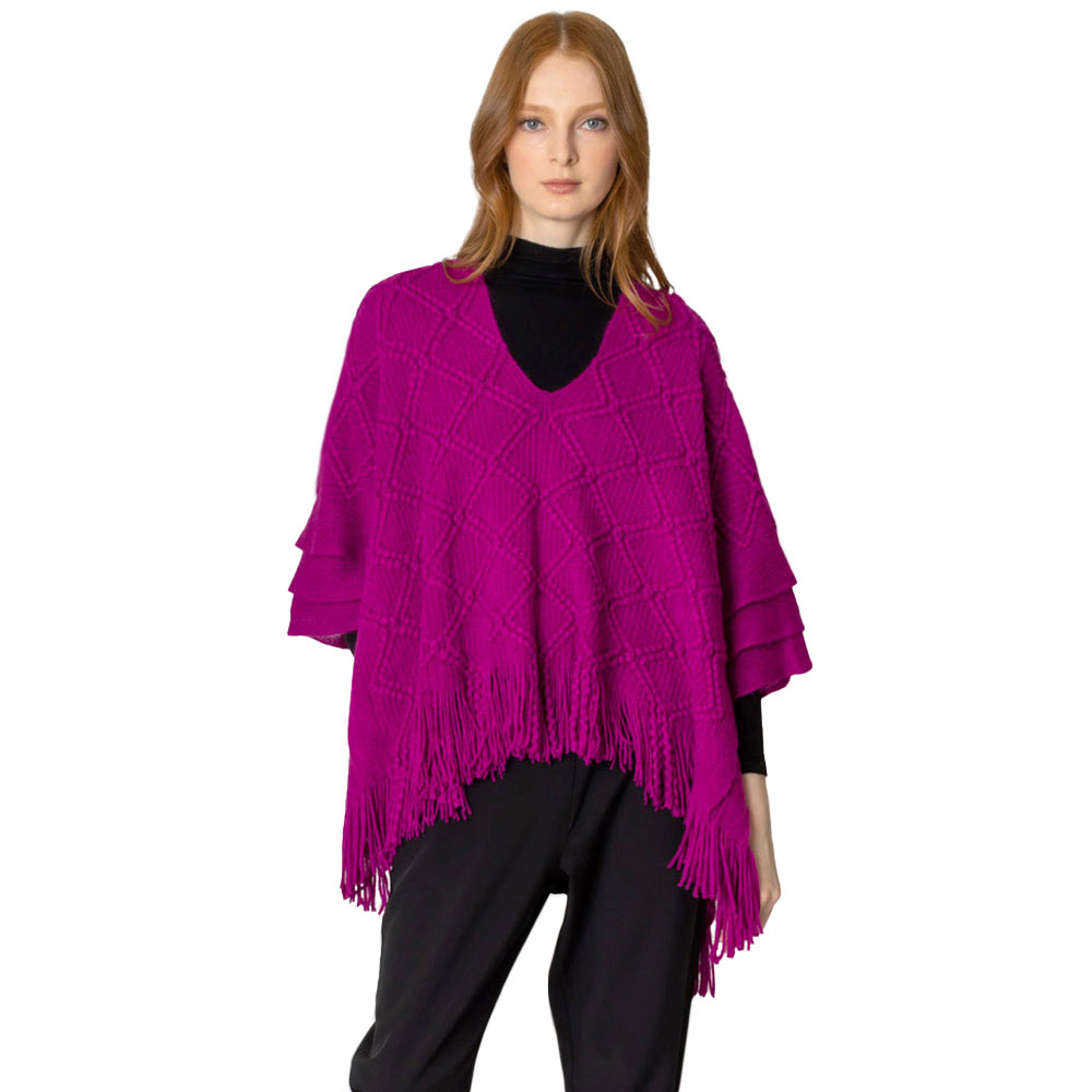 Fuchsia Pattern Detailed Crochet Poncho, a beautifully made crochet poncho with pattern detailed that is on-trend & fabulous & will surely amp up your beauty in perfect style. A luxe addition to any cold-weather ensemble. The perfect accessory, luxurious, trendy, super soft chic capelet. It keeps you warm and toasty in winter & cold weather. You can throw it on over so many pieces elevating any casual outfit!
