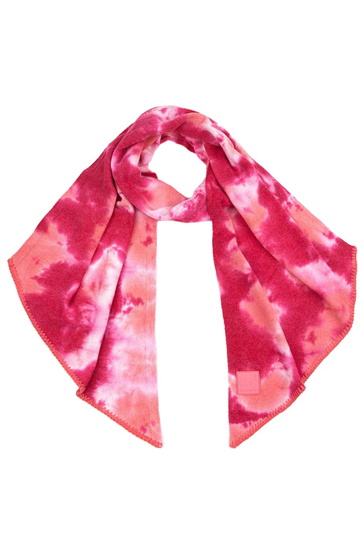 Fuchsia Pink C C Tie Dye Bias Cut Scarf With Rubber Patch, add a beautiful look and touch of perfect class to your outfit in style. Nicely designed with tie dye that gives a unique and awesome appearance with comfort and warmth. Perfect weight makes it wearable to complement your outfit, or with your favorite fall jacket. Great for daily wear in the cold winter to protect you against the chill.