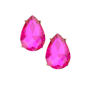 Fuchsia Post Back Teardrop Stone Evening Earrings. Beautifully crafted design adds a gorgeous glow to any outfit. Jewelry that fits your lifestyle! Perfect Birthday Gift, Anniversary Gift, Mother's Day Gift, Anniversary Gift, Graduation Gift, Prom Jewelry, Just Because Gift, Thank you Gift.