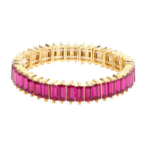 Fuchsia Rectangle Stone Stretch Evening Bracelet, This Rectangle Stone Stretch Evening Bracelet adds an extra glow to your outfit. Pair these with tee and jeans and you are good to go. Jewelry that fits your lifestyle! It will be your new favorite go-to accessory. create the mesmerizing look you have been craving for! Can go from the office to after-hours with ease, adds a sophisticated glow to any outfit on a special occasion