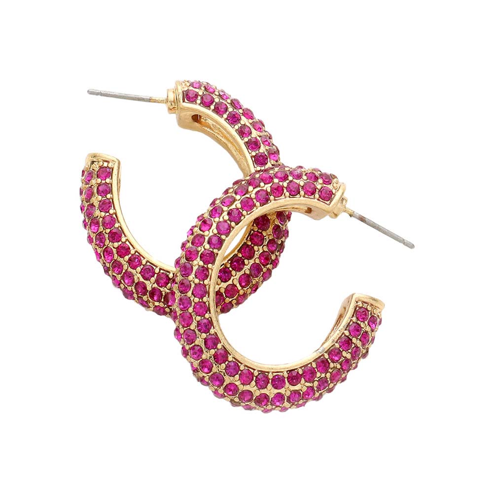 Fuchsia Rhinestone Embellished Oval Hoop Evening Earrings, Beautifully crafted design adds a gorgeous glow to your special outfit. Rhinestone embellished oval earrings that fits your lifestyle on special occasions! Luminous rhinestone and sparkling glow give these stunning earrings an elegant look and make you stand out. Perfect accessory for adding just the right amount of shimmer and a touch of class to special events.