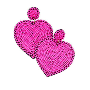 Fuchsia Seed Bead Heart Dangle Earrings, Take your love for statement accessorizing to a new level of affection with the heart dangle earrings. Accent all your sundresses with the extra fun vibrant color handmade beaded heart earrings, which are crafted with high-quality seed beads with elaborate handwoven knit by Artisans. Wear these gorgeous earrings to make you stand out from the crowd & show your trendy choice.