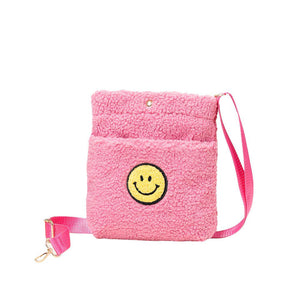 Fuchsia Smile Pointed Sherpa Rectangle Crossbody Bag, This high quality smile crossbody bag is both unique and stylish. perfect for money, credit cards, keys or coins, comes with a belt for easy carrying, light and simple. Look like the ultimate fashionista carrying this trendy Smile Pointed Sherpa Rectangle Crossbody Bag!