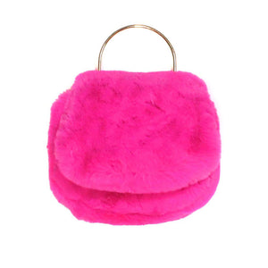 Fuchsia Solid Faux Fur Tote Crossbody Bag. This high quality Tote Crossbody Bag is both unique and stylish. Suitable for money, credit cards, keys or coins and many more things, light and gorgeous. perfectly lightweight to carry around all day. Look like the ultimate fashionista carrying this trendy faux fur Tote Crossbody Bag! Perfect Birthday Gift, Anniversary Gift, Mother's Day Gift, Graduation Gift, Valentine's Day Gift.