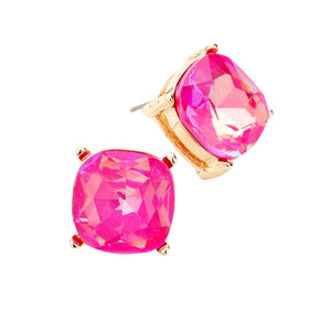 Fuchsia Square Stone Stud Earrings. Look like the ultimate fashionista with these Earrings! Add something special to your outfit this Valentine! Special It will be your new favorite accessory. Perfect Birthday Gift, Mother's Day Gift, Anniversary Gift, Graduation Gift, Prom Jewelry, Valentine's Day Gift, Thank you Gift.
