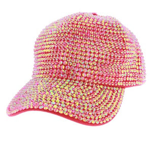 Fuchsia Rhinestone Embellished Glitter Stone Shimmer Baseball Cap, comfy cap great for a bad hair day, pull your ponytail thru the back opening, Keep your hair away from face while exercising, running, playing sports or just taking a walk. Perfect Birthday Gift, Mother's Day Gift, Anniversary Gift, Thank you Gift, Graduation