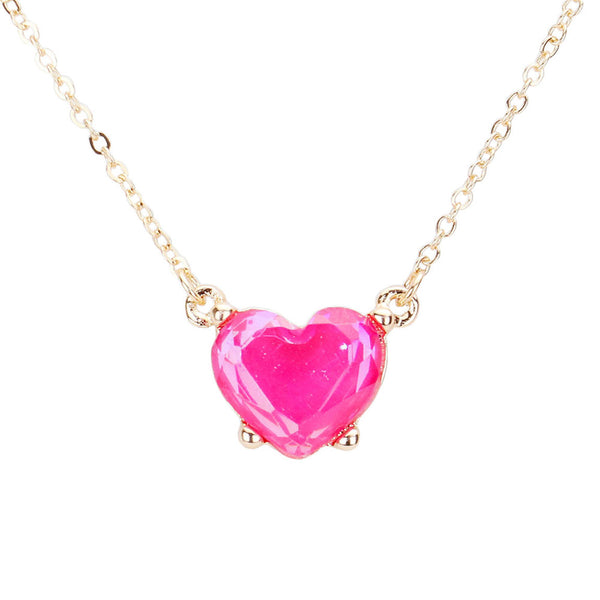 Fuchsia Trendy Stylish Heart Stone Pendant Necklace, Get ready with these Heart Stone Pendant Necklace, put on a pop of color to complete your ensemble. Perfect for adding just the right amount of shimmer & shine and a touch of class to special events. Perfect Birthday Gift, Anniversary Gift, Mother's Day Gift, Graduation Gift.