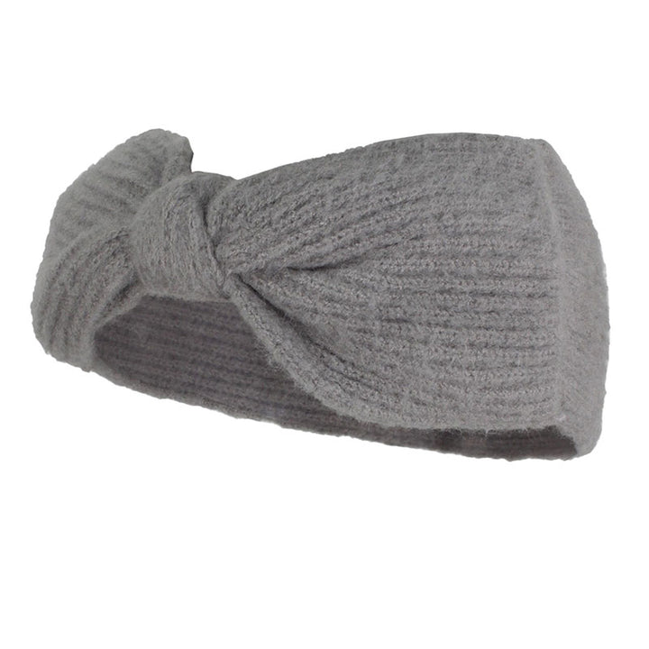 Gray Bow Knit Elastic Headband. Ear warmer will shield your ears from cold winter weather ensuring all day comfort. Ear band is soft, comfortable and warm adding a touch of sleek style to your look, show off your trendsetting style when you wear this ear warmer and be protected in the cold winter winds.