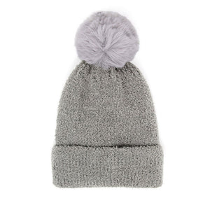 Grey Solid Pom Pom Soft Fluffy Beanie Hat. Before running out the door into the cool air, you’ll want to reach for these toasty beanie hats to keep your hands incredibly warm. Accessorize the fun way with these beanie hats, it's the autumnal touch you need to finish your outfit in style. Awesome winter gift accessory!