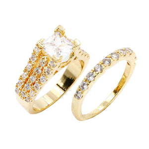 Gold 2PCS Trendy Gold Plated CZ Embellished Rings, these round cut styles are coveted for their versatility and breathtaking brilliance. If you prefer timeless glamour, this cut is meant for you. Perfect gift for Birthday, Anniversary, Graduation, Mother’s Day, Valentines Day, Engagement, Wedding, Thank You, or just that spur of the moment.