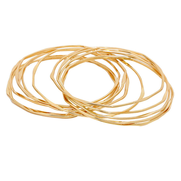 Gold 12PCS - Metal Stackable Bangle Bracelets; these stackable bracelets can light up any outfit, and make you feel absolutely flawless. Fabulous fashion and sleek style adds a pop of pretty color to your attire, coordinate with any ensemble from business casual to everyday wear. Goes  with any of your casual outfits and Adds something extra special. Great gift idea for Birthday, Prom, Mothers day, Anniversary or any other occasion.
