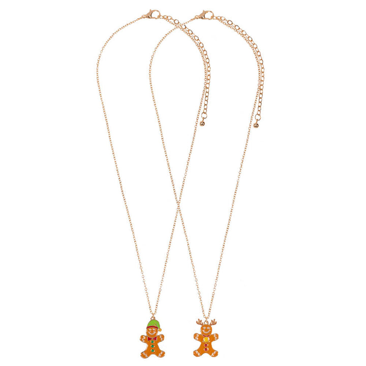 Gold 2PCS Christmas Pendant Moms and Kids Set Necklaces, These gingerbread man Necklace jewelry sets are elegant and attractive and made especially for this Christmas. The beautifully crafted design adds a gorgeous glow to any outfit. Get ready with these Necklaces to receive the best compliments this Christmas. These are ideal as a present for a mother and daughter pair, or any ladies who want to show their special connection. Suitable for wear Party, Wedding, Date Night or any special events.