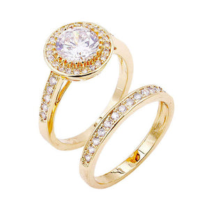 Gold 2PCS Gold Plated CZ Embellished Rings. Polish your elegance with the sparkling band. If you prefer timeless glamour, this cut is meant for you. Perfect Birthday Gift, Anniversary Gift, Mother's Day Gift, Anniversary Gift, Graduation Gift, Prom Jewelry, Valentine's Day Gift, Thank you Gift.