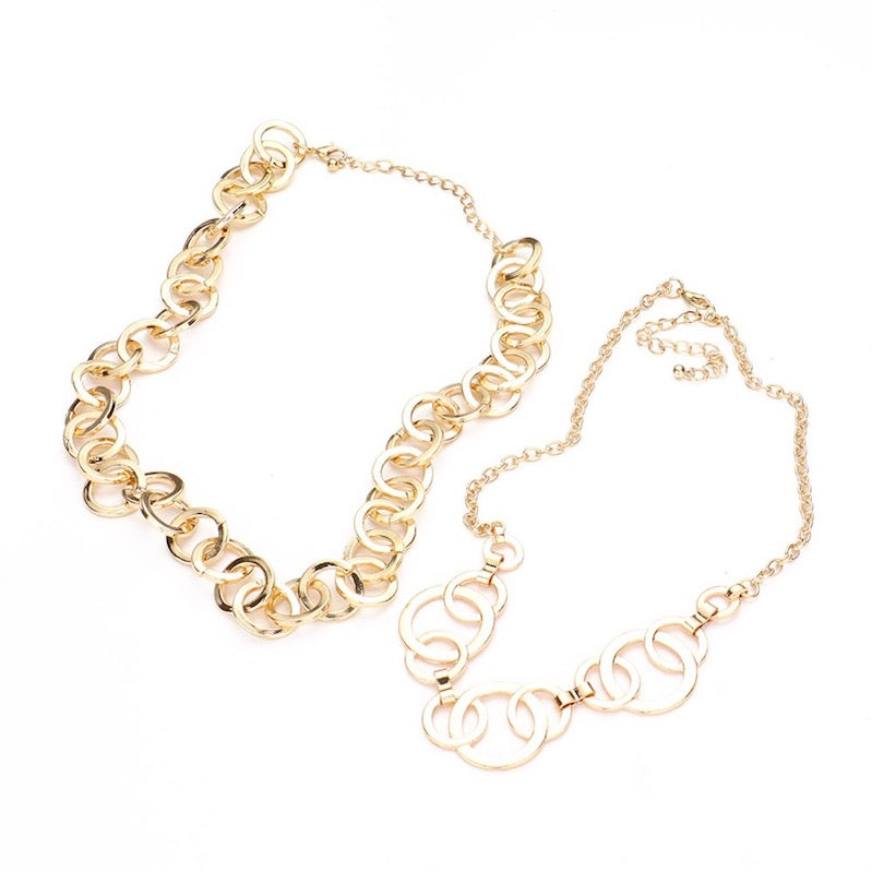 Gold 2PCS Open Metal Detail Circle Link Accent Layered Adjustable Necklaces, delicately adds a touch of nature-inspired beauty to your look. Coordinates with any ensemble, the perfect addition to every outfit. Perfect Birthday Gift, Mother's Day Gift, Anniversary Gift, Thank you Gift, Just Because Gift, Easter, Fun Occasion