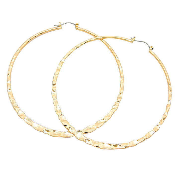 Gold 3.25 Inch 14 K Gold Filled Metal Hoop Pin Catch Earrings. Spring is right around the corner, get ready with these Dangle Pin Catch earrings, add a pop of color to your ensemble. Perfect Birthday Gift, Anniversary Gift, Loved One Gift, Mother's Day Gift, Anniversary Gift, Graduation Gift for the women in your life.