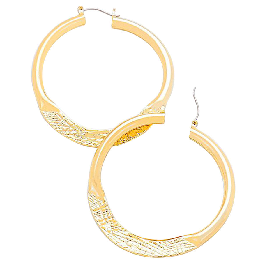 Gold 3.25 Inches 14 K Gold Filled Metal Hoop Pin Catch Earrings. Look like the ultimate fashionista with these Earrings! Add something special to your outfit this summer! special It will be your new favorite accessory. Perfect Birthday Gift, Anniversary Gift, Mother's Day Gift, Graduation Gift, Valentine's Day Gift.