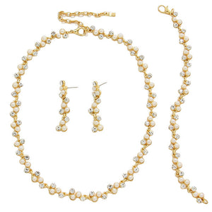 Gold 3PCS Rhinestone Pearl Necklace.  These gorgeous Pearl pieces will show your class in any special occasion. Look like the ultimate fashionista with these Necklace! Add something special to your outfit this season! Special It will be your new favorite accessory.The elegance of these pearl goes unmatched, great for wearing at a party! Perfect jewelry to enhance your look. Awesome gift for birthday, Anniversary, Valentine’s Day or any special occasion.