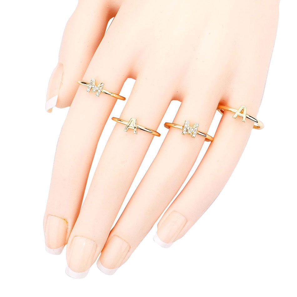 Gold 4PCS MAMA Rhinestone Embellished Message Rings, Best loving gift to express your love to your mother on Mother's Day. Shows the love between mother and child is forever. This MAMA Ring is perfect Mother's Day gift for all the special women in your life, be it mother, wife, sister or daughter.