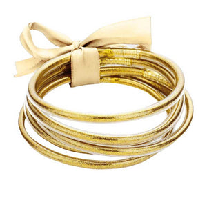 Gold 5PCS - Glitter Jelly Tube Bangle Bracelets, Perfect decoration as a formal or casual wear at a party, work or shopping for ladies and girls to wear. The bracelet is filled with enough glitter, it's sparkled in the light. Beautiful bracelets will help you get more compliments in your everyday wear. This bangles is an exquisite gift for ladies and girls during different occasions, such as birthday, anniversary, Valentine's Day, Christmas and other special days.