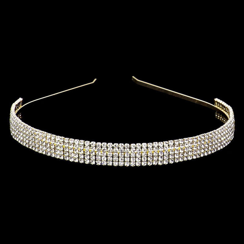 Gold 5Rows Rhinestone Headband, add a pop of color to any outfit! These headbands look great and keep your hair in place and you feel so comfy , you will be protected in the harshest of elements, Perfect for a wide range of sports, from yoga and hiking to running and cycling. Fabulous gift idea for your loved one or yourself.