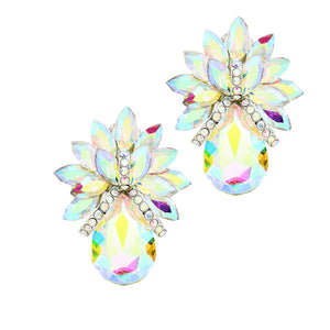Gold AB Glass Crystal Petal Teardrop Clip On Earrings. Beautifully crafted design adds a gorgeous glow to any outfit. Jewelry that fits your lifestyle! Perfect Birthday Gift, Anniversary Gift, Mother's Day Gift, Anniversary Gift, Graduation Gift, Prom Jewelry, Just Because Gift, Thank you Gift.