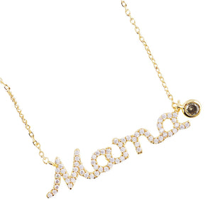 Gold August Birthstone MAMA Message Pendant Necklace. Elegant jewelry brightens up your brilliant life. No matter when, a mother is always there to accompany you and protect you. The mother necklace keeps our love close to mom.  Make your mother feel special by giving this MAMA pendant necklace as a gift and expressing your love for your mother on this Mother's Day.