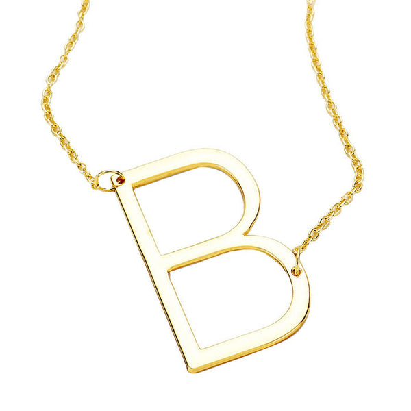 Gold B Monogram Metal Pendant Necklace. Beautifully crafted design adds a gorgeous glow to any outfit. Jewelry that fits your lifestyle! Perfect Birthday Gift, Anniversary Gift, Mother's Day Gift, Anniversary Gift, Graduation Gift, Prom Jewelry, Just Because Gift, Thank you Gift.