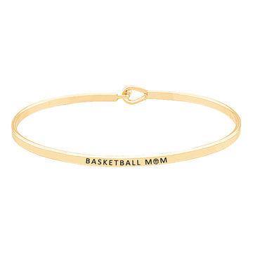 "Basketball Mom" Brass Thin Metal Hook Bracelet Thin Basketball Mom Hook Bracelet, wear with your favorite tops & dresses all year round! Thank mom for supporting you at your basketball games, let her know how much she is loved and appreciated. Great Birthday Gift, Mother's Day Gift, Just Because Gift, Thank you Gift 