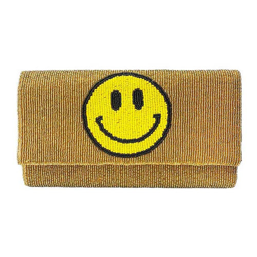 Beaded Smile Clutch Crossbody Bag - Gold