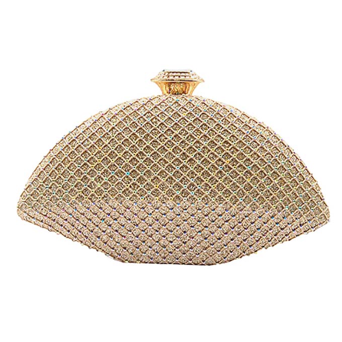 Gold Bling Evening Clutch Crossbody Bag, It is a beautiful and elegant evening handbag. This evening purse bag is uniquely detailed, Big enough to hold keys, cards, lipstick, and phones. Perfect for weekends, weddings, evening parties, proms, cocktail various parties, nights out or formal occasions. Look like the ultimate fashionista carrying this trendy Evening Clutch Bag! 