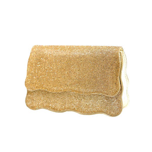 Gold Bling Wavy Edge Shape Crossbody Evening Bag, is an excellent addition to your attire to show your trendy choice for carrying on the special occasion with your handy stuff. It is perfectly lightweight and easy to move throughout the whole day. You'll look glowing and the ultimate fashionista while carrying this trendy Crossbody Evening Bag. The wavy edge makes it stand out and beautiful.