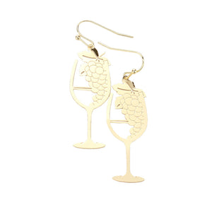 Gold Brass Metal Grape Champagne Dangle Earrings, are beautiful and fun handcrafted jewelry that fits your lifestyle everywhere. Adds a pop of pretty color to your attire. These fruits-themed Grape Champagne earrings will be the highlight of any outfit and add a touch of whimsy to your costume jewelry collection! Enhance your attire with these vibrant artisanal earrings to show off your fun trendsetting style.