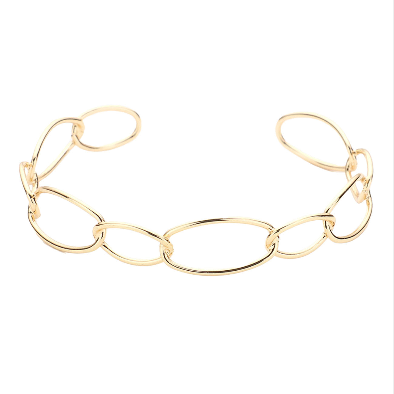 Gold Brass Metal Open Oval Link Cuff Bracelet, is beautiful addition to enlightening your beauty to a greater extent and make you feel absolutely special. It adds a pop of pretty color to enrich your attire. Coordinate with any outfit for a any occasion to make you absolutely fabulous and stand out from the crowd. Wear this awesome cuff bracelet at weddings, wedding showers, receptions, anniversaries, etc.