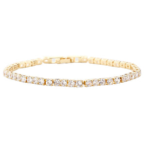 Gold Brass Metal Tennis Evening Bracelet, Get ready with these Evening Bracelet, put on a pop of color to complete your ensemble. Perfect for adding just the right amount of shimmer & shine and a touch of class to special events. Perfect Birthday Gift, Anniversary Gift, Mother's Day Gift, Graduation Gift.
