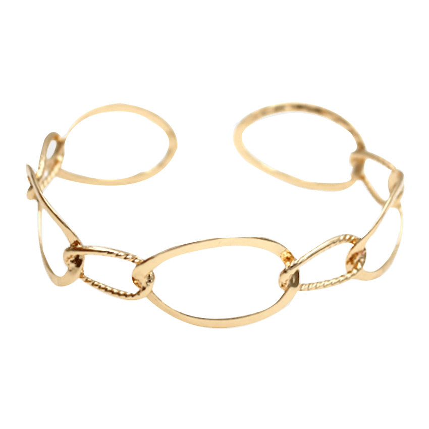 Gold Brass Open Metal Link Cuff Bracelet, Look like the ultimate fashionista with these Bracelets! Add something special to your outfit this Valentine! Special It will be your new favorite accessory. Perfect Birthday Gift, Mother's Day Gift, Anniversary Gift, Graduation Gift, Valentine's Day Gift, Thank you Gift.