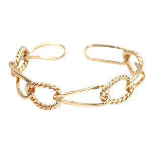 Gold Trendy Brass Open Metal Link Cuff Bracelet, put on a pop of color to complete your ensemble. Perfect for adding just the right amount of shimmer & shine and a touch of class to special events. Perfect Birthday Gift, Valentine's Gift, Anniversary Gift, Mother's Day Gift, Graduation Gift.