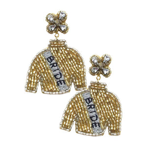 Gold Bride Felt Back Beaded Suit Dangle Earrings, are beautifully crafted earrings that dangle on your earlobes with a perfect glow to make you stand out and show your unique and beautiful look everywhere, every time. Put on a pop of color to complete your ensemble in a gorgeous way. Perfect for adding just the right amount of shimmer & shine and a touch of perfect class to any occasion.