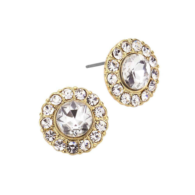 Gold Bubble Stone Embellished Round Stud Earrings, Elegance becomes you in these lightweight and playful, shiny glamorous Stone studs, the perfect sparkling accessory to add some sophisticated fun to your next social event. Coordinate this Stud earrings with any ensemble from business casual to everyday wear, the perfect addition to every outfit. Perfect Birthday Gift, Anniversary Gift, Mother's Day Gift, Graduation Gift, Prom Jewelry, Just Because Gift, Thank you Gift.