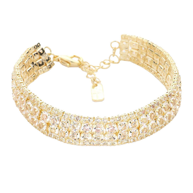 Gold Bubble Stone Evening Bracelet. With its elegant design, this bracelet adds a feminine accent to any style. Pair it with your casual or formal attire. Get ready with these bright stunning evening bracelets, put on a pop of shine to complete your ensemble. These Bubble Stone bracelets are perfect for Party, Wedding and Evening.
