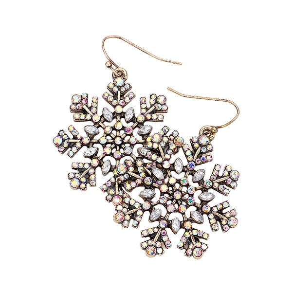 Gold Burnished Fashionable Snowflake Dangle Earrings, celebrate this Christmas with an awesome look with these gorgeous handcrafted snowflake Dangle Earrings. They will glitter on your earlobes to bring a unique and beautiful look & bring a smile to those who look at you at the festive season. The beautifully crafted design adds a gorgeous glow to any outfit. Perfect Gift for Birthdays, Christmas, Stocking Stuffers, Secret Santa, BFF, etc