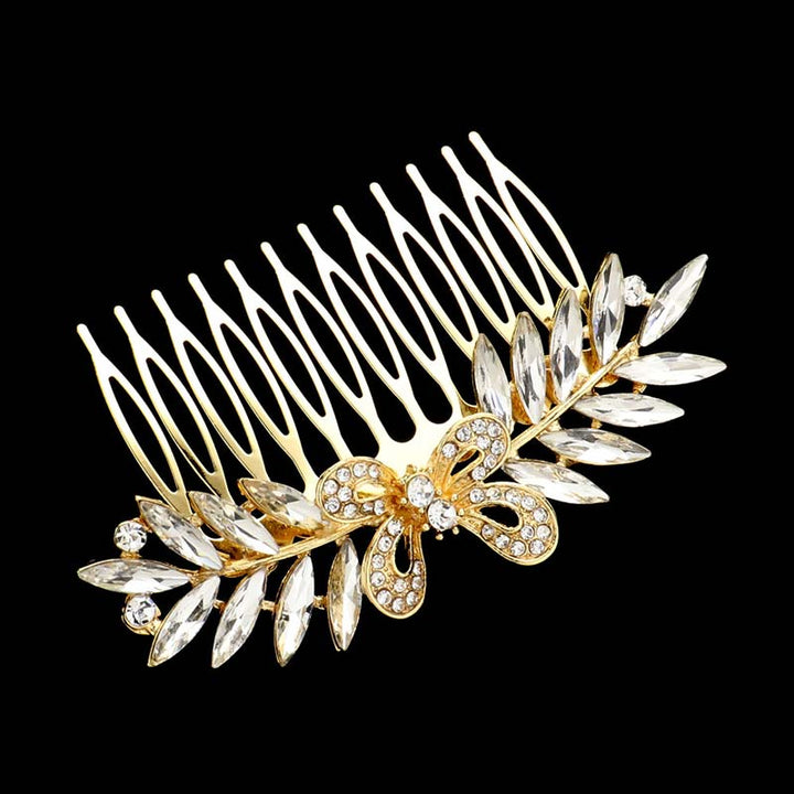 Gold Butterfly Accented Marquise Stone Cluster Hair Comb, amps up your hairstyle with a glamorous look on special occasions with this Butterfly Marquise Stone Cluster Hair Comb! It will add a touch to any special event. These are Perfect Gifts, Anniversary Gifts, Mother's Day Gifts, Graduation gifts, and any occasion.