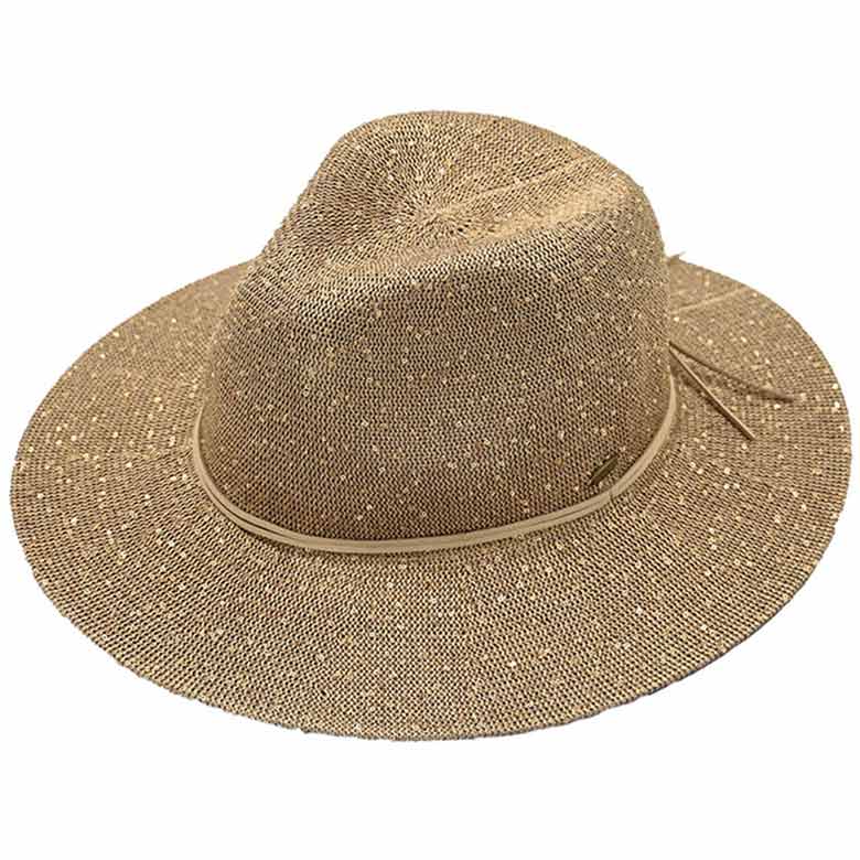 Gold C C Knitted Panama Hat with Sequins, a beautiful & comfortable panama hat with sequins is suitable for summer wear to amp up your beauty & make you more comfortable everywhere. Excellent panama hat with sequins for wearing while gardening, traveling, boating, on a beach vacation, or to any other outdoor activities. A great cap can keep you cool and comfortable even when the sun is high in the sky.