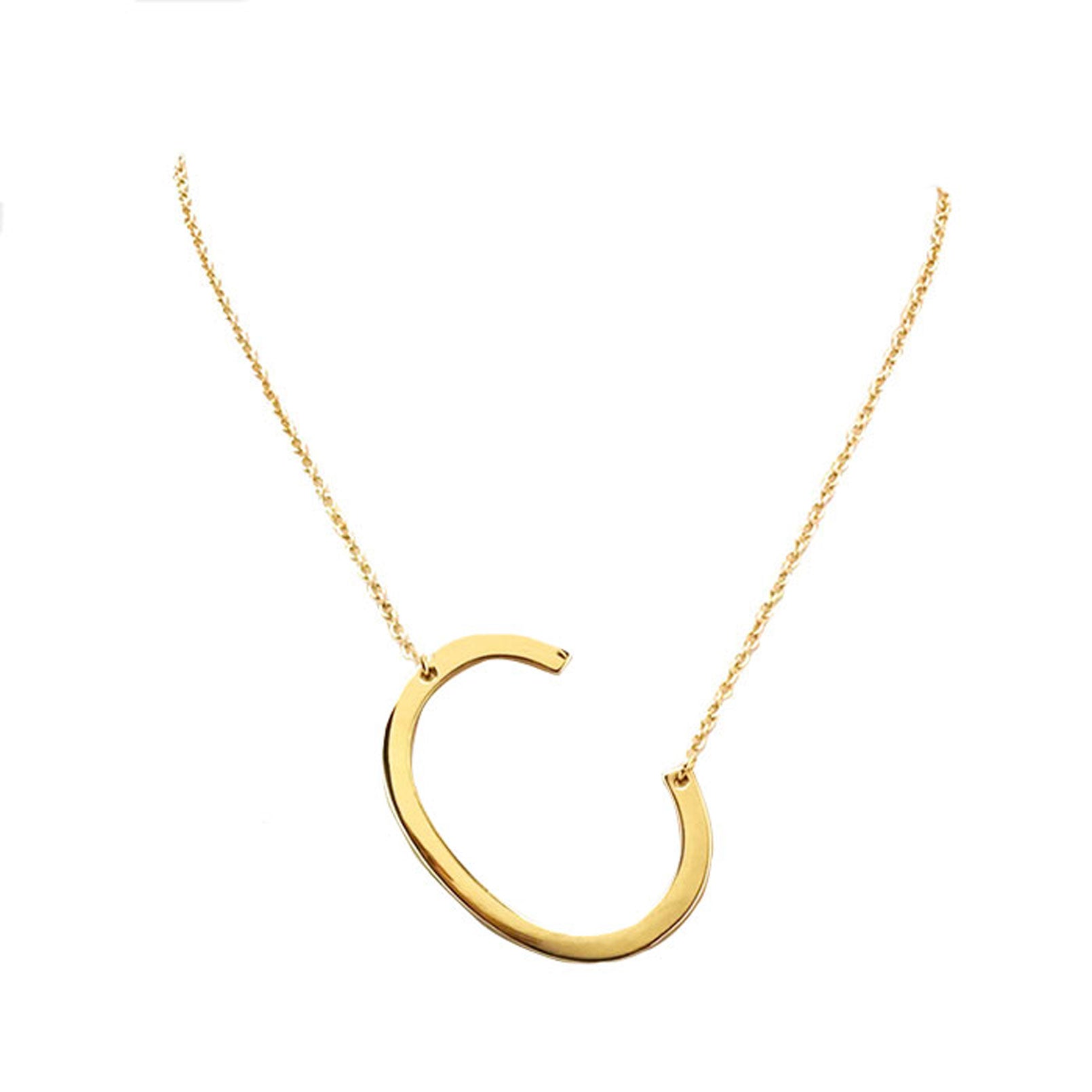 Gold C Monogram Metal Pendant Necklace. Beautifully crafted design adds a gorgeous glow to any outfit. Jewelry that fits your lifestyle! Perfect Birthday Gift, Anniversary Gift, Mother's Day Gift, Anniversary Gift, Graduation Gift, Prom Jewelry, Just Because Gift, Thank you Gift.