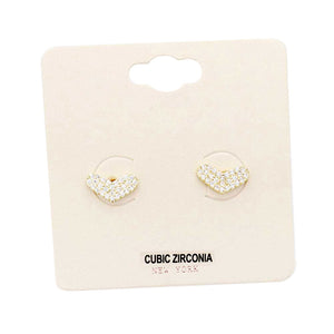 Gold CZ Cubic Zirconia Heart Stud Earrings, put on a pop of color to complete your ensemble. Beautifully crafted design adds a gorgeous glow to any outfit. Perfect for adding just the right amount of shimmer & shine. Perfect for Birthday Gift, Anniversary Gift, Mother's Day Gift, Graduation Gift, Valentine's Day Gift.