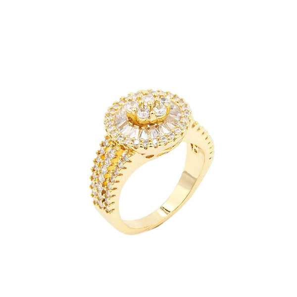 Gold CZ Embellished Round Ring, undoubtedly the most classic cut, the round cut styles are coveted for their versatility and breathtaking brilliance. If you prefer timeless glamour, these round ring is meant for you. Perfect gift for Birthday, Anniversary, Graduation, Mother’s Day, Valentines Day, Engagement, Wedding, Thank You, or just that spur of the moment.