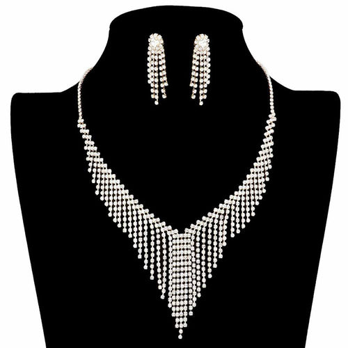 Collar con flecos pavé de diamantes de imitación y detalles en chevron - Oro