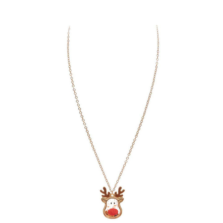 Gold Christmas Rudolph Pendant Kids Necklace, Let your kid wear this awesome Christmas-themed Pendant Necklace with any look for a hint of bling! A delicately polished necklace that will enhance her look. It's versatile enough for wearing straight through the week. Coordinate with any ensemble from casual to daily wear. The perfect addition to your attire and to every outfit. Make your kid feel special and stand out from the crowd with this Rudolph kids necklace. Merry Christmas!