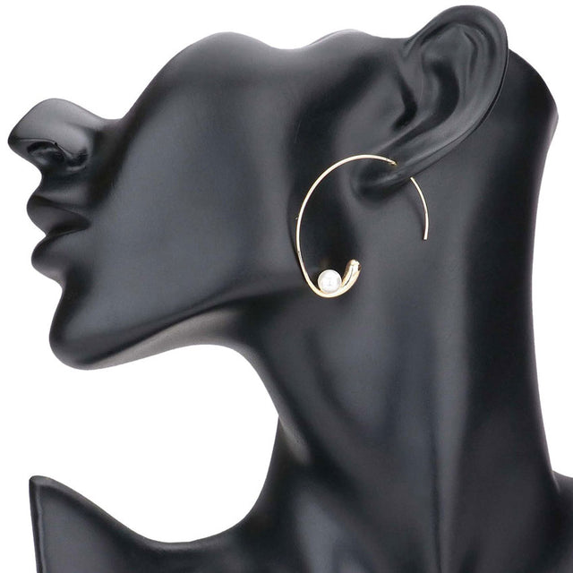 Gold Cream Pearl Accented Metal Hoop Earrings. Get ready with these earrings, put on a pop of color to complete your ensemble. Perfect for adding just the right amount of shimmer & shine and a touch of class to special events.This beautiful pearl themed Collection earrings makes a perfect Birthday Gift, Mother’s Day Gift, Graduation Gift, Thank you Gift.