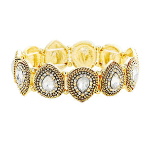 Gold Crystal Droplet Stretch Bracelet. Look as regal on the outside as you feel on the inside with this bracelets, feel absolutely flawless. Fabulous fashion and sleek style adds a pop of pretty color to your attire, coordinate with any ensemble from business casual to everyday wear.  Perfect Birthday Gift, Anniversary Gift, Mother's Day Gift, Thank you Gift.
